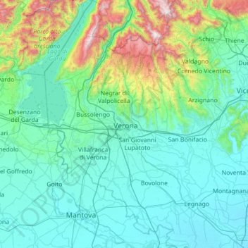 Topografische Karte VR, Höhe, Relief