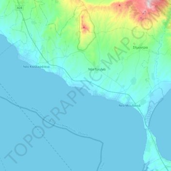 Topografische Karte Δήμος Νέας Προποντίδας, Höhe, Relief