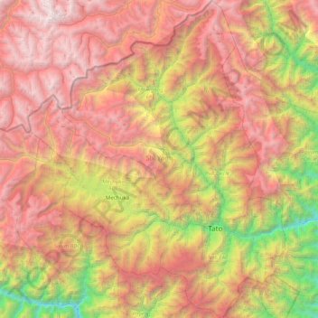 Topografische Karte Shi Yomi, Höhe, Relief