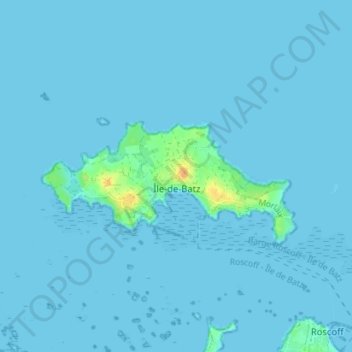Topografische Karte Île-de-Batz, Höhe, Relief