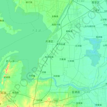 Topografische Karte 洪泽区, Höhe, Relief