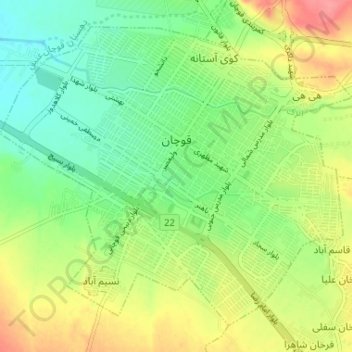 Topografische Karte Ghoochan City, Höhe, Relief