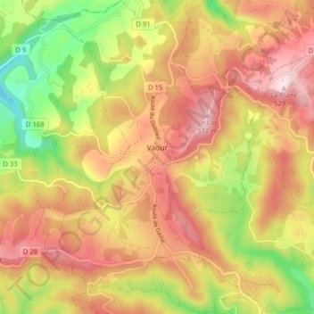 Topografische Karte Vaour, Höhe, Relief