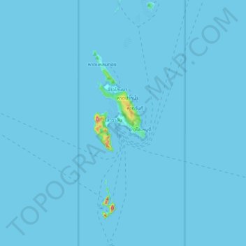 Topografische Karte Phi Phi Islands, Höhe, Relief