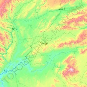 Topografische Karte Lashio, Höhe, Relief