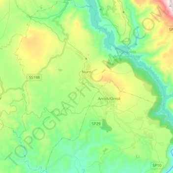 Topografische Karte Nurri, Höhe, Relief