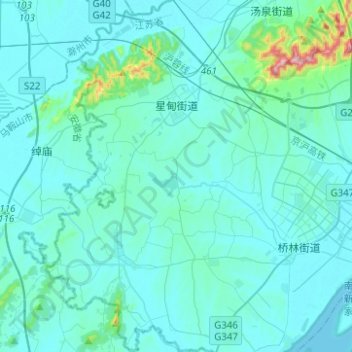 Topografische Karte 星甸街道, Höhe, Relief