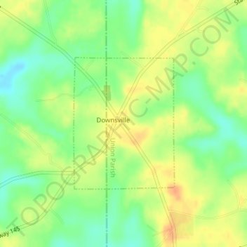 Topografische Karte Downsville, Höhe, Relief