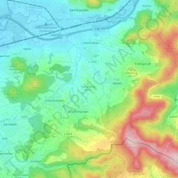 Topografische Karte Linsengericht, Höhe, Relief