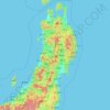 Topografische Karte Tohoku, Höhe, Relief