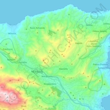 Topografische Karte Neapoli Municipal Unit, Höhe, Relief