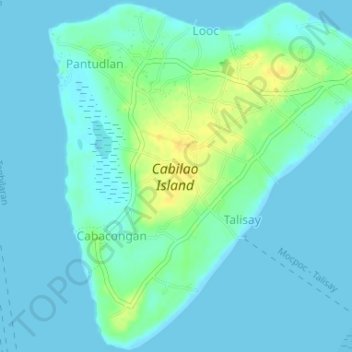 Topografische Karte Cabilao Island, Höhe, Relief