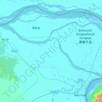 Topografische Karte 黑龙江, Höhe, Relief