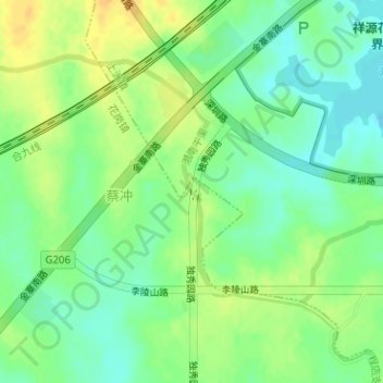 Topografische Karte 潜南干渠, Höhe, Relief