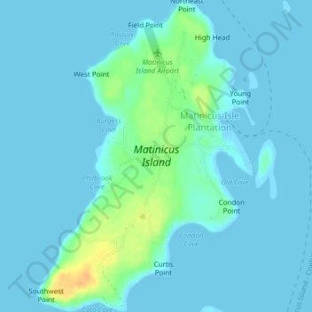 Topografische Karte Matinicus Island, Höhe, Relief