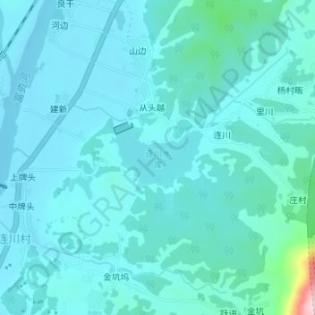 Topografische Karte 连川水库, Höhe, Relief