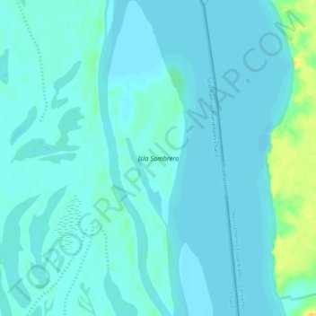 Topografische Karte Isla Sombrero, Höhe, Relief