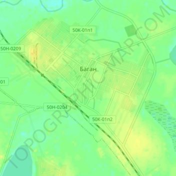 Topografische Karte Баган, Höhe, Relief