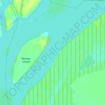 Topografische Karte Mississippi River, Höhe, Relief