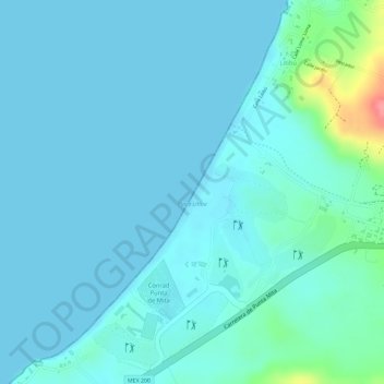 Topografische Karte Playa Litibu, Höhe, Relief