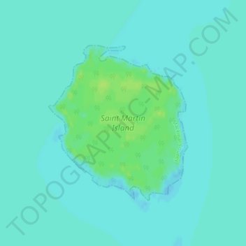 Topografische Karte Saint Martin Island, Höhe, Relief