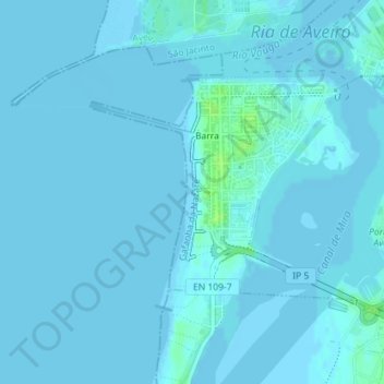Topografische Karte Praia da Barra, Höhe, Relief