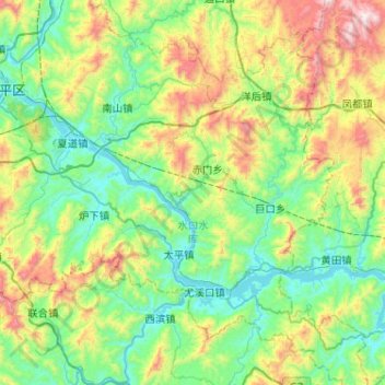 Topografische Karte 闽江, Höhe, Relief