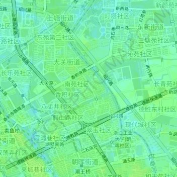 Topografische Karte 大关街道, Höhe, Relief