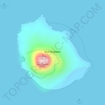 Topografische Karte Anak Krakatau, Höhe, Relief