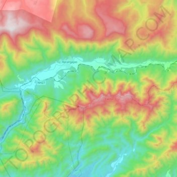 Topografische Karte Jatinga, Höhe, Relief