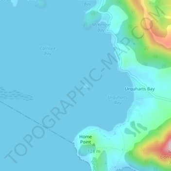 Topografische Karte Calliope Island, Höhe, Relief