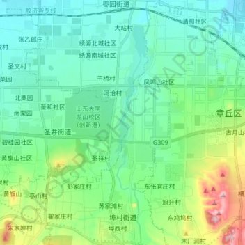 Topografische Karte 绣源河, Höhe, Relief