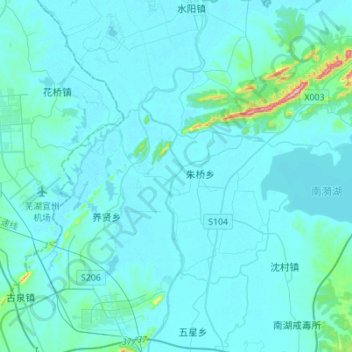 Topografische Karte 水阳江, Höhe, Relief