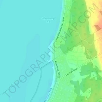 Topografische Karte Allenwood Beach, Höhe, Relief