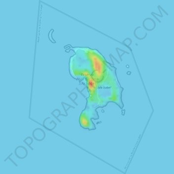 Topografische Karte Reserva de la Biosfera Isla Isabel, Höhe, Relief