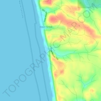 Topografische Karte Roosevelt Beach Conservation Area, Höhe, Relief