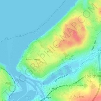 Topografische Karte Phillack, Höhe, Relief