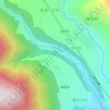 Topografische Karte 燕子沟, Höhe, Relief