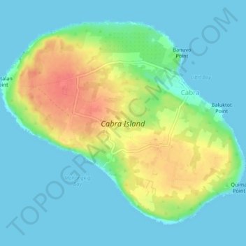 Topografische Karte Cabra Island, Höhe, Relief