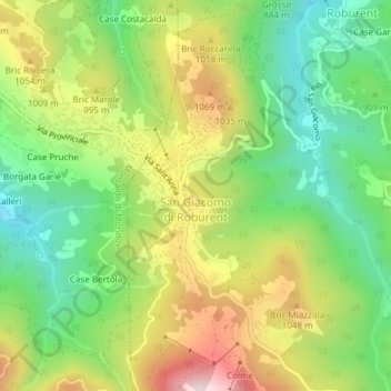 Topografische Karte San Giacomo di Roburent, Höhe, Relief