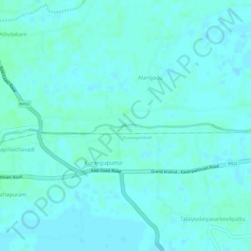 Topografische Karte Cauvery, Höhe, Relief