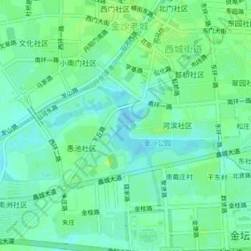 Topografische Karte 金沙湖, Höhe, Relief