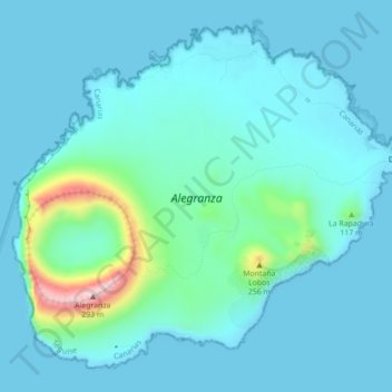 Topografische Karte Alegranza Island, Höhe, Relief