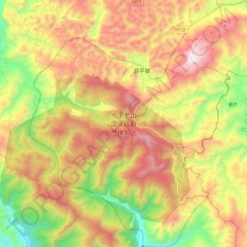 Topografische Karte 岑王老山国家级自然保护区, Höhe, Relief