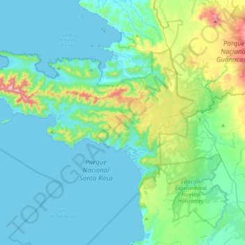 Topografische Karte Parque Nacional Santa Rosa, Höhe, Relief