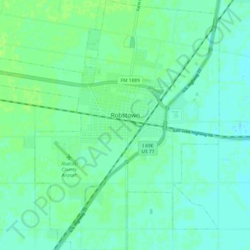 Topografische Karte Robstown, Höhe, Relief