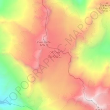Topografische Karte Glaciar del Cotón, Höhe, Relief