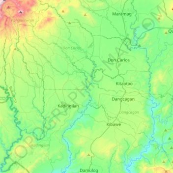 Topografische Karte Muleta River, Höhe, Relief