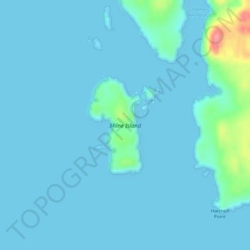 Topografische Karte Milne Island, Höhe, Relief
