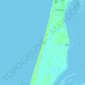Topografische Karte Praia da Torreira, Höhe, Relief